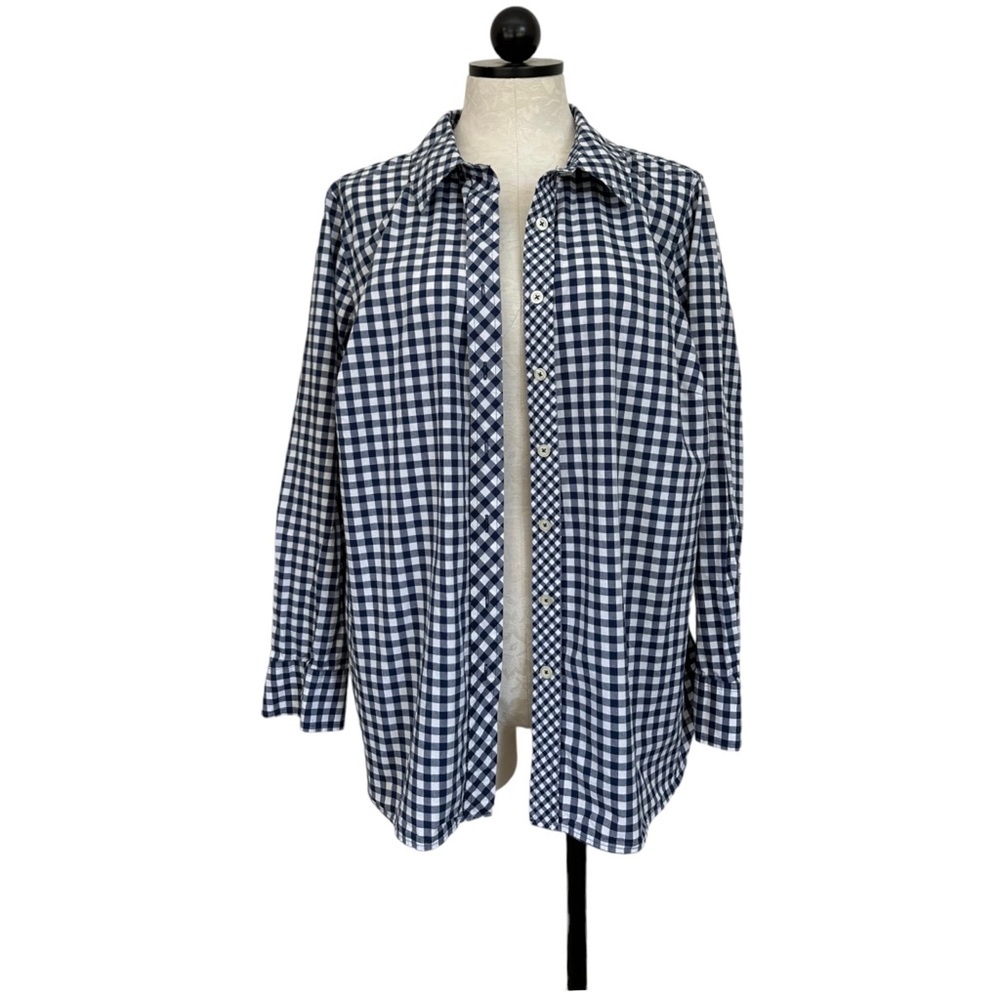 Talbots Women's Check Plaid Gingham Button Down Shirt Long Sleeve Size 1X - Picture 2 of 13